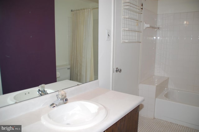 404 Franklin Ct, North Wales, PA 19454 - bathroom with vanity, tile patterned flooring, and shower / bath combination with curtain