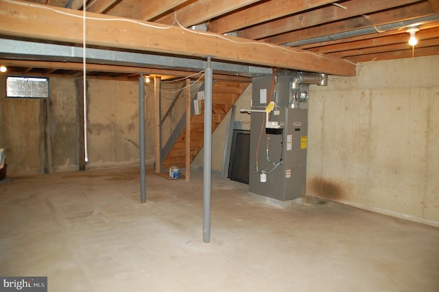 404 Franklin Ct, North Wales, PA 19454 - unfinished below grade area featuring stairway and heating unit