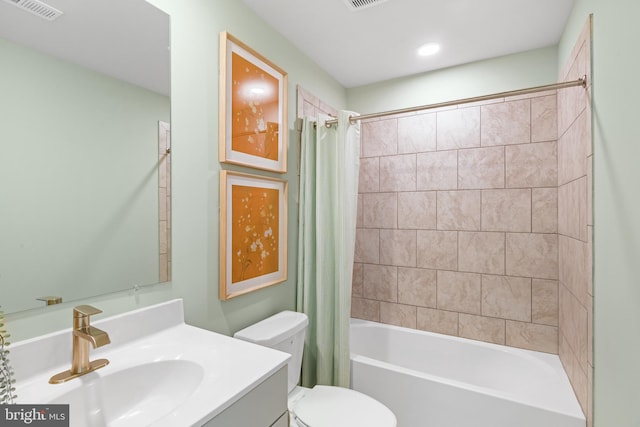 36529 Burleson Dr, Frankford, DE 19945 - full bathroom with toilet, vanity, shower / tub combo with curtain, and recessed lighting