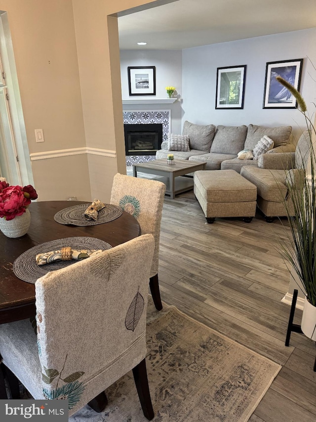 1004 Blackwell, Annapolis, MD 21403 - living area featuring wood finished floors and a tiled fireplace