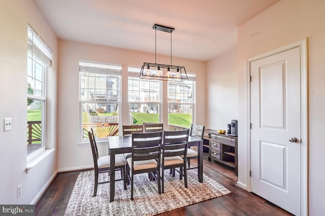 123 Short Branch Rd, Stafford, VA 22556 - dining area with a chandelier, dark wood-type flooring, and baseboards
