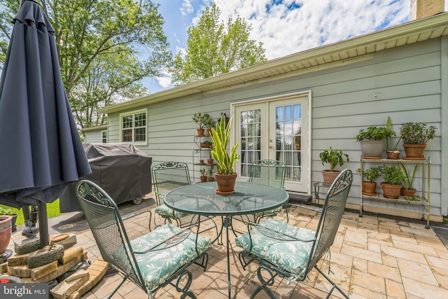 221 Shirley, Jeffersonville, PA 19403 - view of patio featuring french doors, outdoor dining area, and grilling area