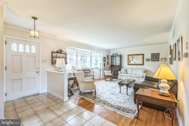 221 Shirley, Jeffersonville, PA 19403 - tiled living room featuring plenty of natural light, crown molding, and baseboards