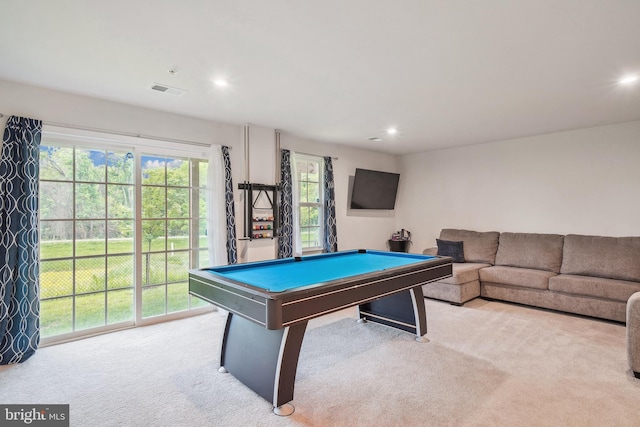 1724 Atlas Dr, Frederick, MD 21702 - playroom featuring carpet flooring, plenty of natural light, billiards table, and recessed lighting