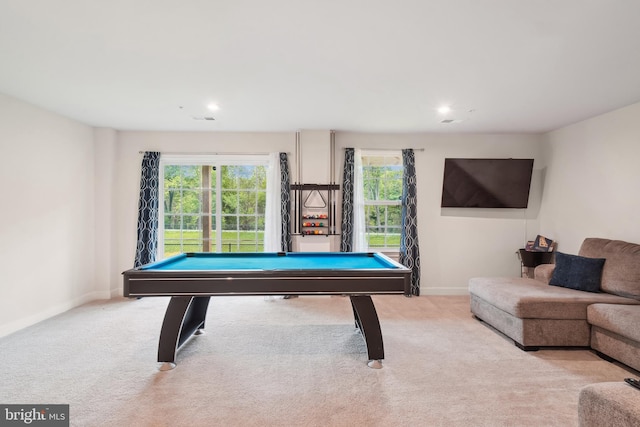 1724 Atlas Dr, Frederick, MD 21702 - recreation room featuring pool table, carpet floors, baseboards, and recessed lighting