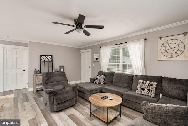 16155 Kerby Dr, Orange, VA 22960 - living area with wood finished floors, a ceiling fan, crown molding, and baseboards
