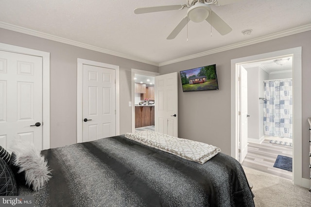 16155 Kerby Dr, Orange, VA 22960 - bedroom featuring ornamental molding, ceiling fan, and ensuite bathroom