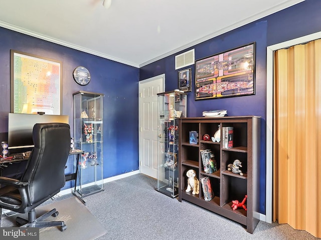 201 Hunter Ln, North Wales, PA 19454 - carpeted office space featuring baseboards and crown molding