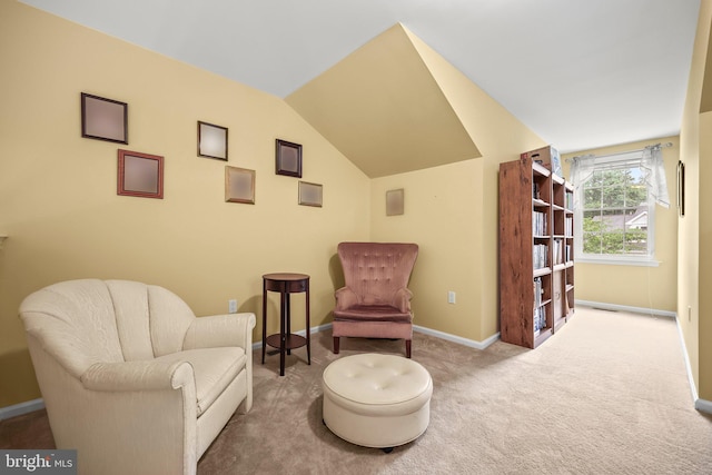 117 Kingston Blvd, Hamilton, NJ 08690 - sitting room with baseboards, carpet, and lofted ceiling