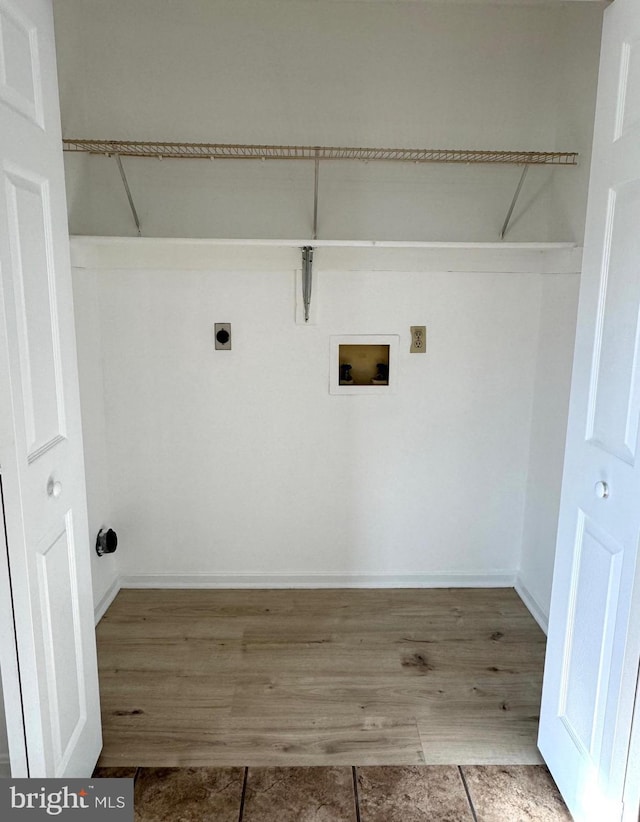 326 Banbury Ter, Winchester, VA 22601 - laundry area featuring hookup for a washing machine, hookup for an electric dryer, wood finished floors, and baseboards