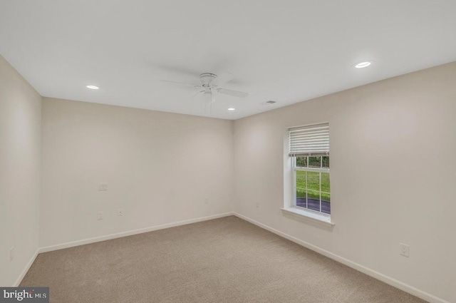 18776 Pier Trail Dr, Triangle, VA 22172 - empty room featuring a ceiling fan, baseboards, recessed lighting, and carpet floors