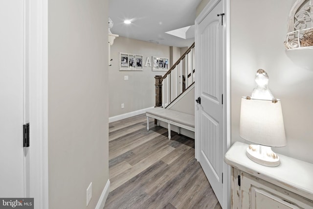 503 Dugout Dr, Lanoka Harbor, NJ 08734 - staircase with wood finished floors, baseboards, and recessed lighting