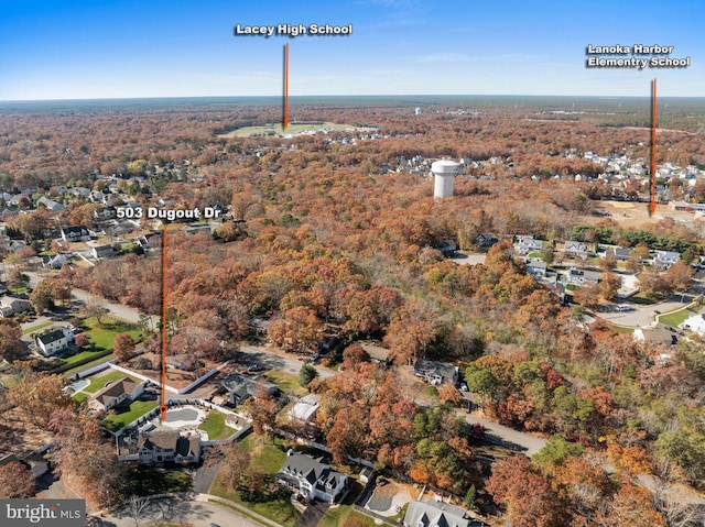 503 Dugout Dr, Lanoka Harbor, NJ 08734 - aerial view of property's location with nearby suburban area and a forest