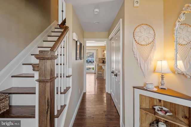 503 Dugout Dr, Lanoka Harbor, NJ 08734 - hall featuring hardwood / wood-style flooring, stairs, and baseboards