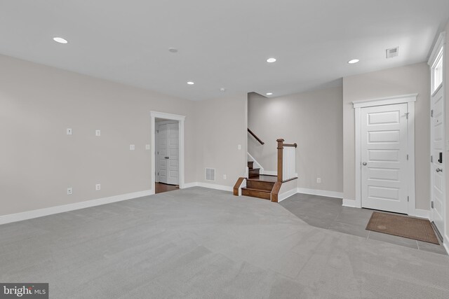 42645 Aden Ter, Ashburn, VA 20148 - basement with carpet floors, recessed lighting, stairs, and baseboards
