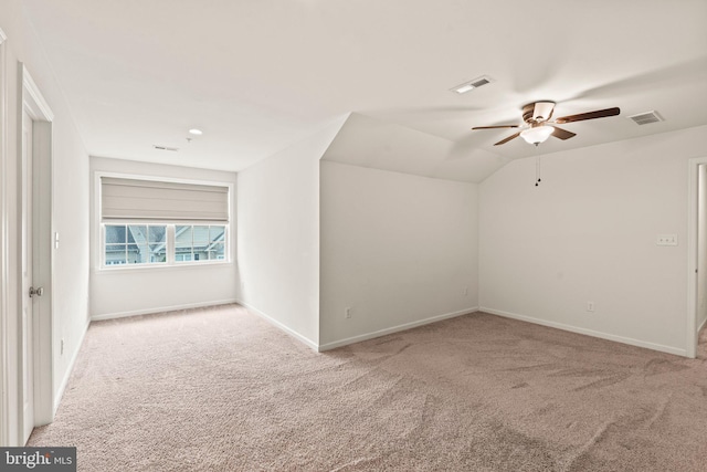 1255 Webb Dr, Perkasie, PA 18944 - additional living space featuring carpet flooring, ceiling fan, baseboards, and vaulted ceiling