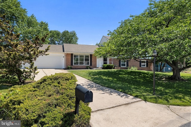 12516 Castleleigh Pl, Silver Spring, MD 20904 - ranch-style house with brick siding, concrete driveway, a garage, and a front yard