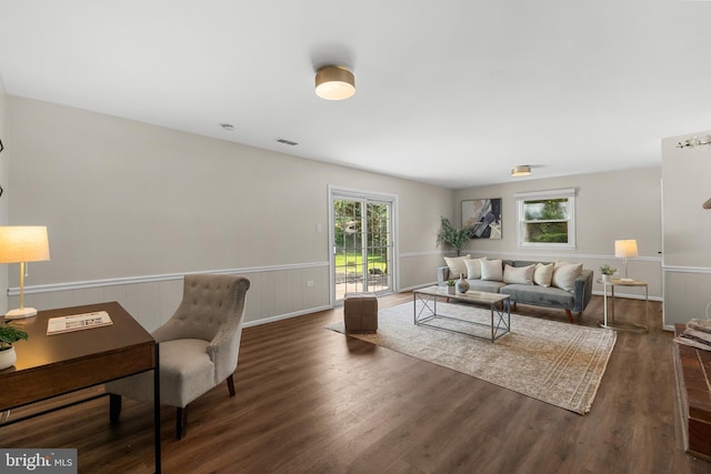 12516 Castleleigh Pl, Silver Spring, MD 20904 - living area with wood finished floors and a wainscoted wall