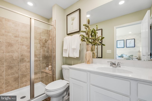 311 Sandy Bottom Cir Lot 127Quincy, Ranson, WV 25438 - full bathroom with connected bathroom, a shower stall, toilet, recessed lighting, and vanity