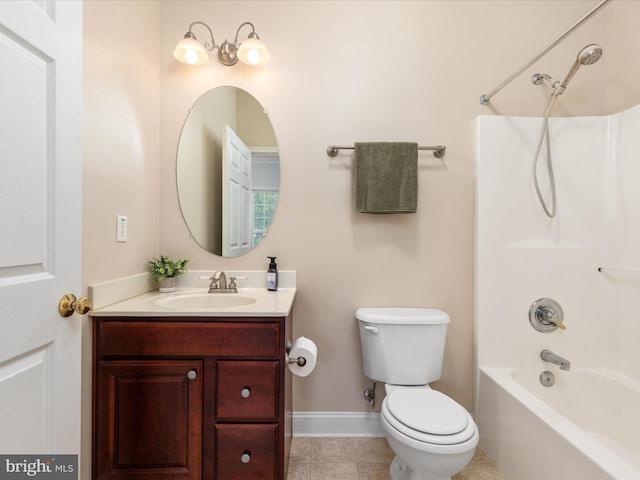 2411 Windwood Dr, Winchester, VA 22601 - full bath with baseboards, vanity, toilet, tub / shower combination, and tile patterned flooring