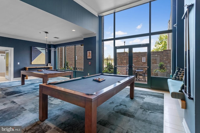 4701 Old Soper Rd Unit 565, Suitland, MD 20746 - game room featuring crown molding, pool table, french doors, and baseboards