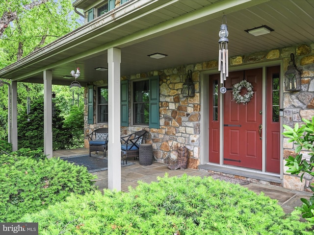 3622 Pricetown Rd, Fleetwood, PA 19522 - entrance to property featuring stone siding and covered porch