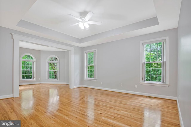 5257 Ferry Branch Ln, Lothian, MD 20711 - empty room featuring a raised ceiling, plenty of natural light, baseboards, and light wood-style flooring
