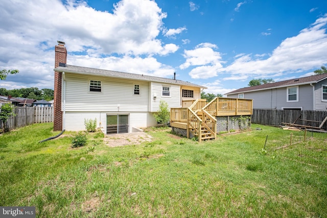807 Fulton Pl, Woodbridge, VA 22191 - rear view of house featuring a deck, a chimney, and stairs