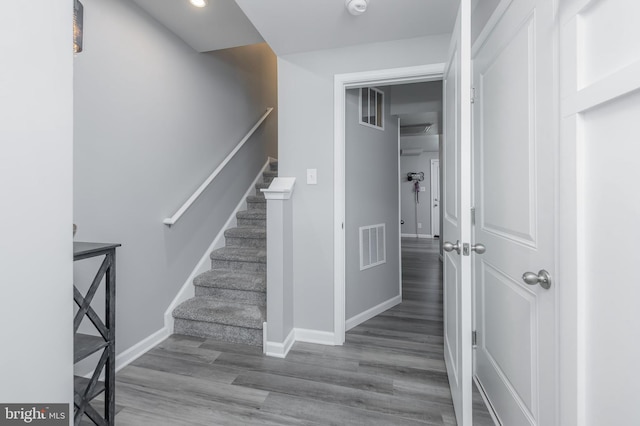 33 Burr St, Williamstown, NJ 08094 - staircase with wood finished floors, baseboards, and recessed lighting