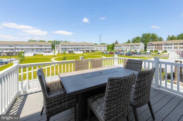 33 Burr St, Williamstown, NJ 08094 - wooden terrace with a residential view, a yard, and outdoor dining space