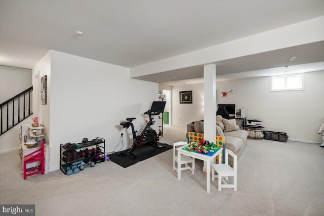 47 Orleans Dr, Shepherdstown, WV 25443 - carpeted living area with stairs