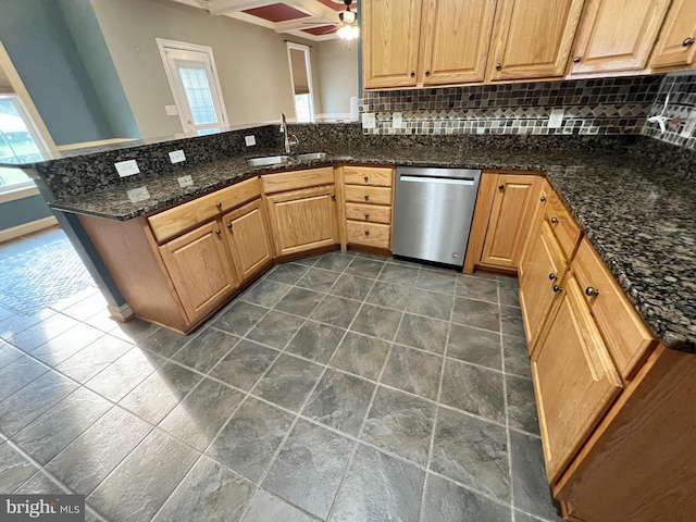 126 Greenway St, Fredericksburg, VA 22405 - kitchen with dishwasher, a sink, a peninsula, and backsplash