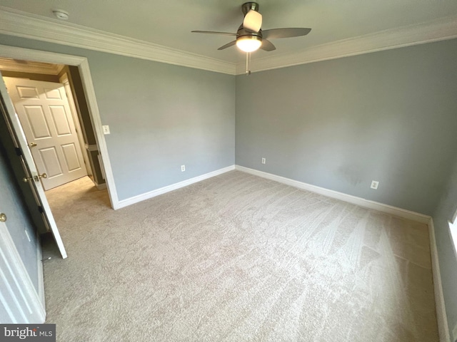 126 Greenway St, Fredericksburg, VA 22405 - unfurnished room featuring light carpet, ceiling fan, baseboards, and crown molding