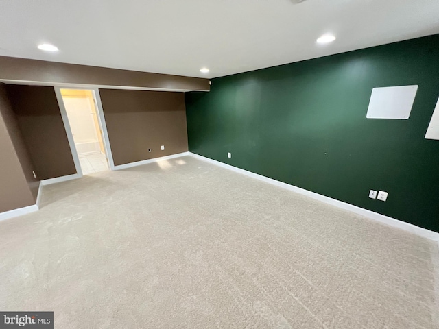 126 Greenway St, Fredericksburg, VA 22405 - finished below grade area with carpet floors, baseboards, and recessed lighting