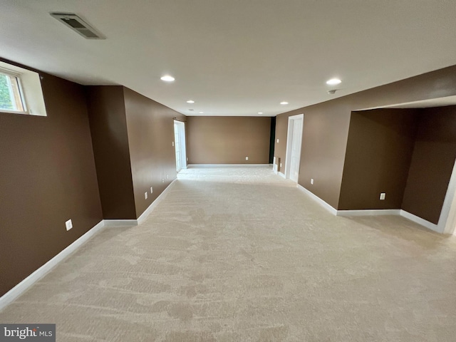 126 Greenway St, Fredericksburg, VA 22405 - below grade area with light carpet, baseboards, and recessed lighting