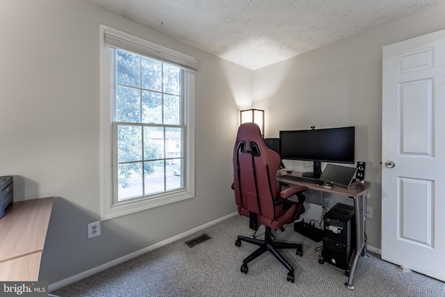 7414 Golden Horseshoe Ct, Springfield, VA 22153 - carpeted office featuring a textured ceiling and baseboards