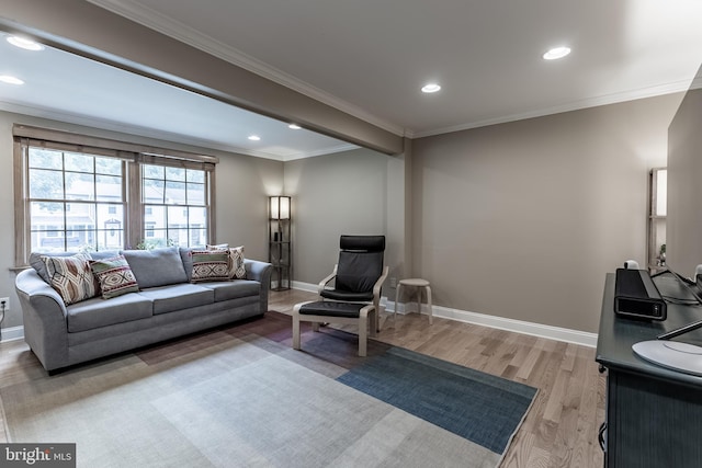 7414 Golden Horseshoe Ct, Springfield, VA 22153 - living area with light wood-type flooring, crown molding, and recessed lighting