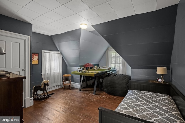 100 W Maple Ave, Merchantville, NJ 08109 - bedroom featuring hardwood / wood-style flooring, baseboards, and vaulted ceiling