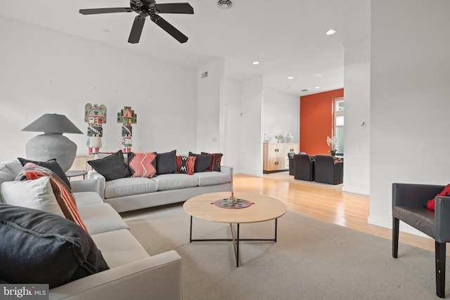 149 W Willow Rdg, New Holland, PA 17557 - living area featuring recessed lighting, a ceiling fan, wood finished floors, baseboards, and carpet flooring