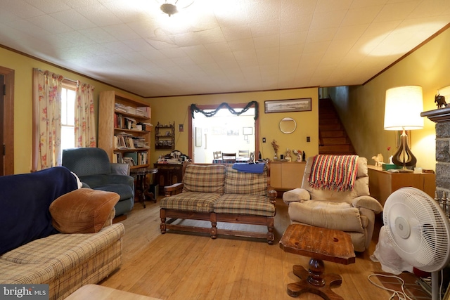 441-445 Ridge Ave, State College, PA 16803 - living area featuring light wood-type flooring and ornamental molding