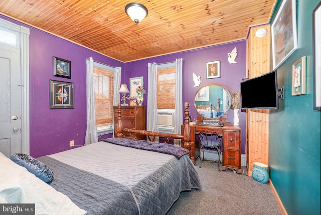 135 Lucknow Rd, Harrisburg, PA 17110 - carpeted bedroom with wood ceiling, cooling unit, and baseboards