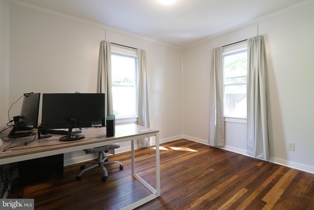 250 E Main St, Millheim, PA 16854 - office area with plenty of natural light, crown molding, wood finished floors, and baseboards