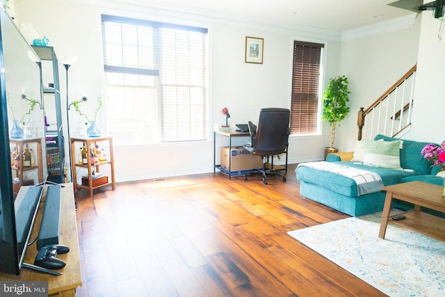 42624 Lisburn Chase Ter, Chantilly, VA 20152 - office area featuring wood finished floors and crown molding