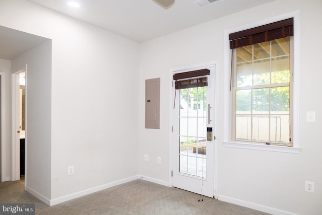 42624 Lisburn Chase Ter, Chantilly, VA 20152 - entryway featuring carpet flooring, baseboards, and electric panel