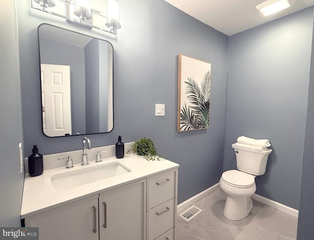 185 La Cascata, Clementon, NJ 08021 - half bath featuring baseboards, vanity, toilet, and marble finish floors