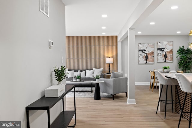 9813 Singleton Dr, Bethesda, MD 20817 - living area with recessed lighting, light wood-type flooring, and baseboards