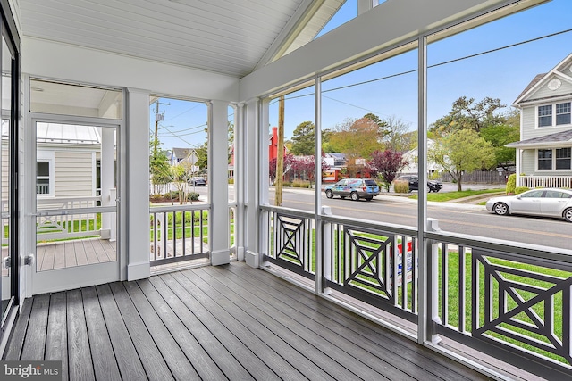 114 Jersey St, Dewey Beach, DE 19971 - unfurnished sunroom featuring lofted ceiling