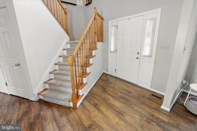 134 Cobblestone Dr, Gilbertsville, PA 19525 - entrance foyer featuring stairway, wood finished floors, and baseboards