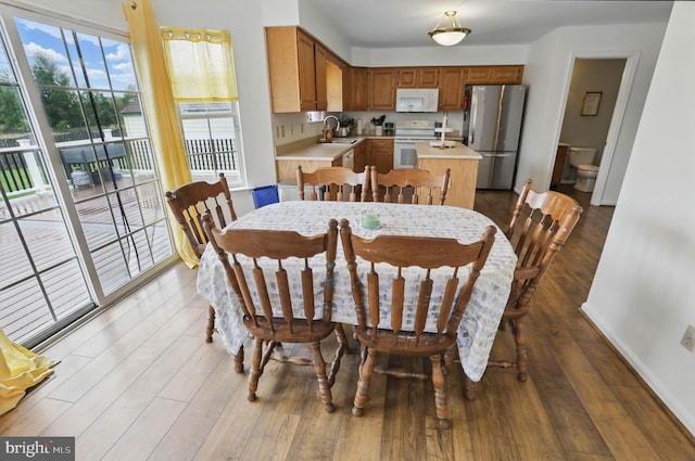 134 Cobblestone Dr, Gilbertsville, PA 19525 - dining area featuring dark wood-style floors