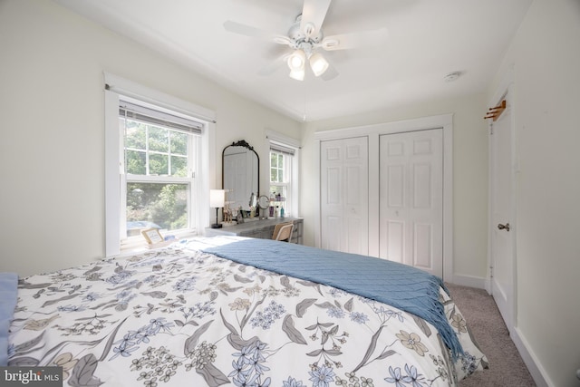 951 Little Conestoga Rd, Glenmoore, PA 19343 - carpeted bedroom with ceiling fan and multiple closets